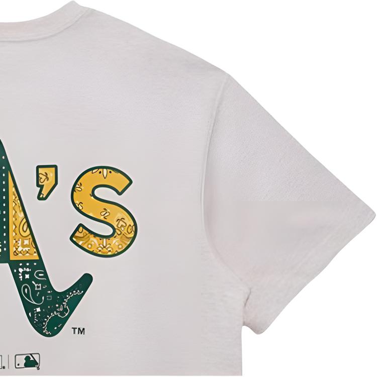 New Era SS24 MLB Oakland Athletics Печать букв на спине Круглый вырез Летняя Американская футболка с коротким рукавом Унисекс Футболка Светло-коричневый 14179140