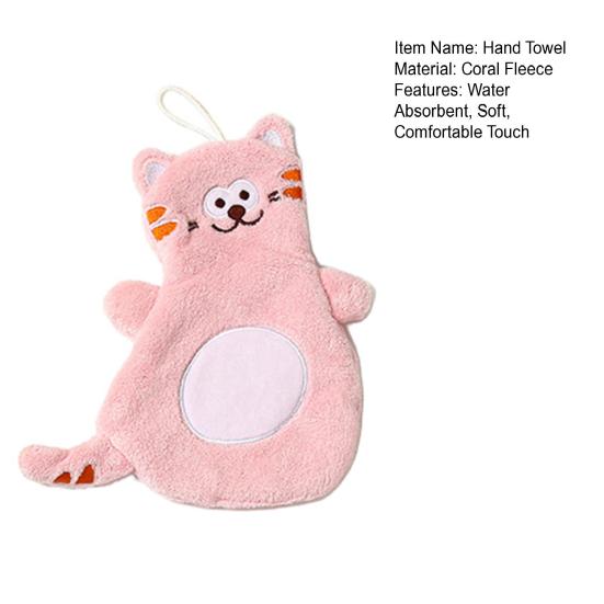 Полотенце для рук со шнурком, поглощающее воду, мягкое, удобное, из кораллового флиса, в форме кота Гарфилда, подвесное полотенце для протирания рук, тряпка для чистки, ежедневное использование