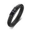 Черный браслет из натуральной кожи для мужчин с гравировкой имени по индивидуальному заказу