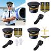 Airline Captain Costume Adult Pilot Cosplay Accessory Uniform Epaulette Hat Neck Tie Flight Attendant Role Play Outfit