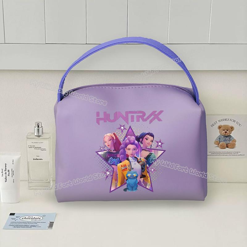 KPop Demon Hunters Handheld Make Up Bag Organizer for Women Portable Tracvel Cosmetics Handbag Waterproof Toiletry Makeup Bags