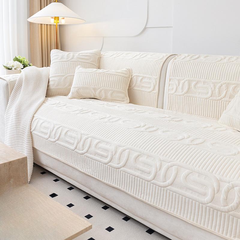 Плюшевая подушка для дивана, зимняя кремово-белая утолщенная нескользящая подушка, зимняя подушка, чехол для дивана, полотенце