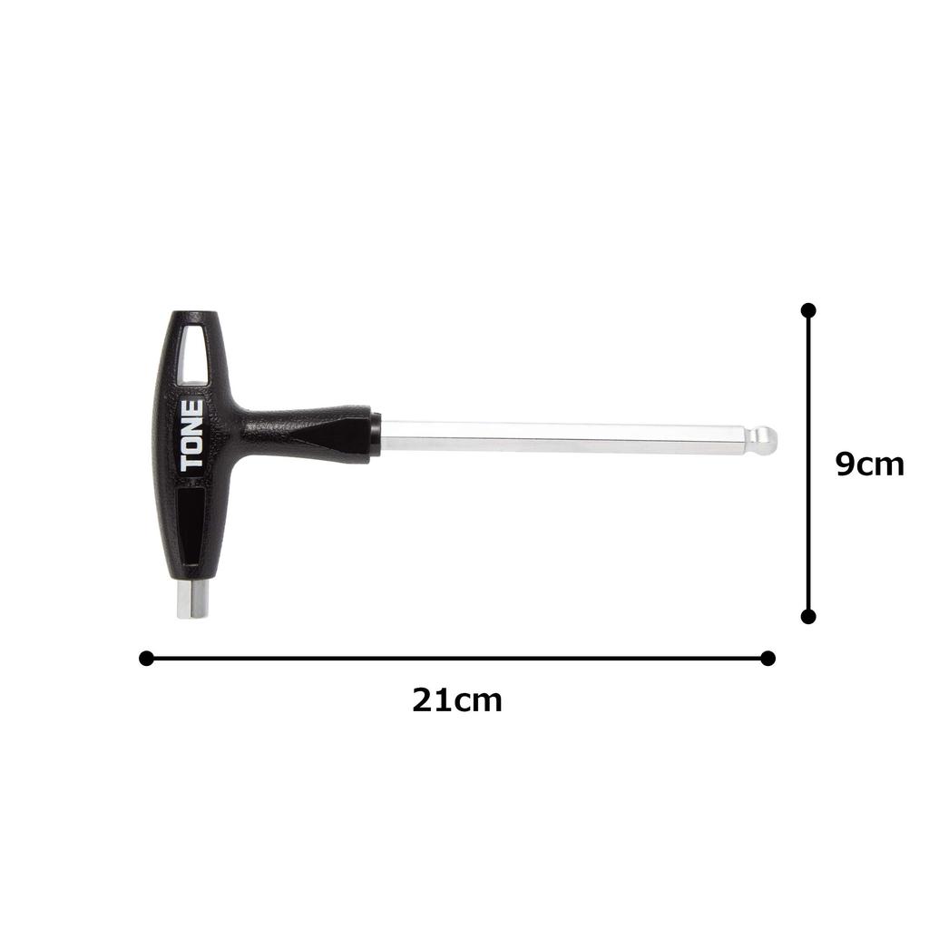 Tone Grip Ball Point Hexagon 10mm Width TGBHW-10 Wrench, Black,