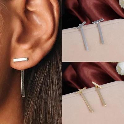 Новые Т-образные серьги-гвоздики для женщин, bijoux femme, металлические серьги золотого цвета, индивидуальные серьги для девочек в стиле панк, Brincos boucle d'oreille