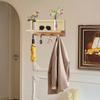 Rattan Wall Hook Rack Bohemian Style Wooden Hanging Shelf Wall Hook Suitable for Kitchen Porch Home Storage