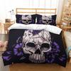 Skull Bedding Set Halloween Down Duvet Cover Pillowcase 2/3 Piece Single Double Bed Cover Gift Boy Man Horror Blanket Cover