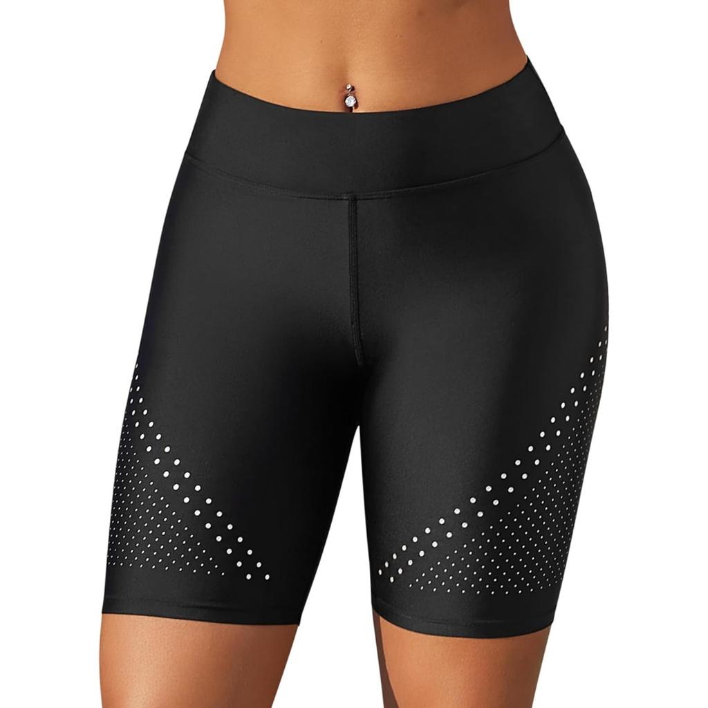 Женские шорты для плавания Charmleaks с высокой талией и принтом в горошек, быстросохнущие шорты с защитой UPF50+ и подкладкой