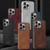Винтажный чехол из гладкой зернистой кожи для iPhone 16 15 Pro Max 14 Plus 13 12 Магнитная крышка Бизнес для беспроводной зарядки Magsafe