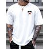 Men's Summer Cotton Fashionable Casual Loose Sports Coconut Tree and Sunset Pattern Printed Round Neck Short Sleeved T-shirt