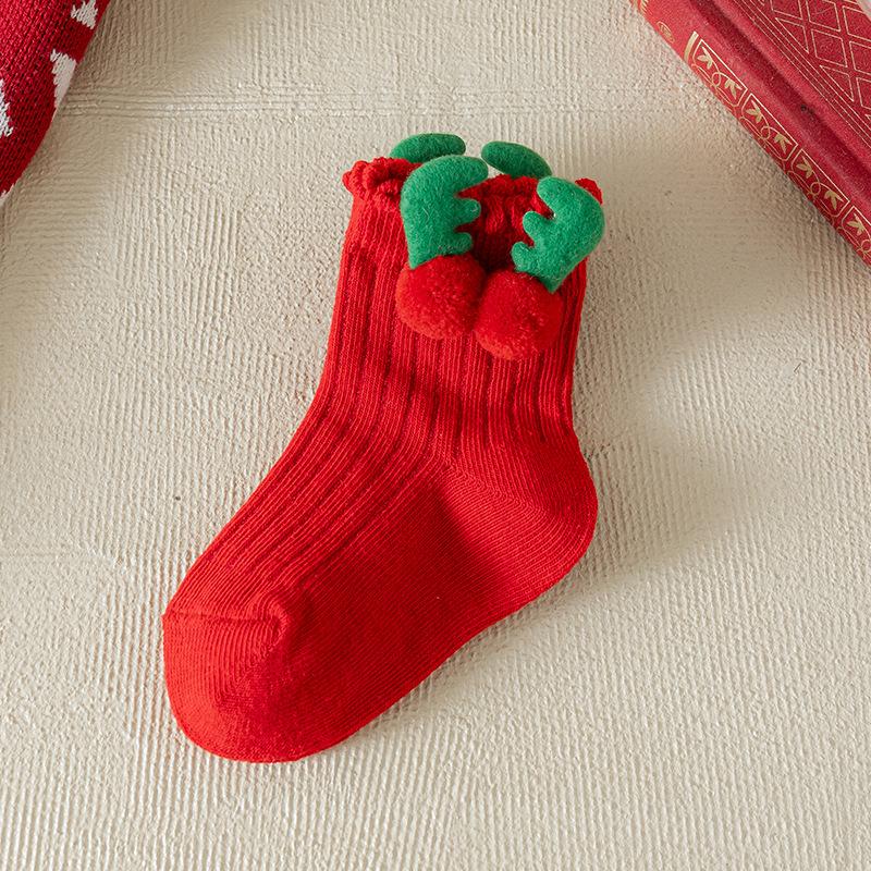 Christmas Socks for Kids Toddler Baby Girls Cotton Bow Short Socks Children's New Year Gifts for 1-8Years