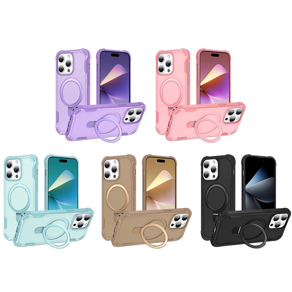 For iPhone 15 Pro Max Case Compatible with MagSafe Kickstand TPU+PC Shockproof Phone Back Cover