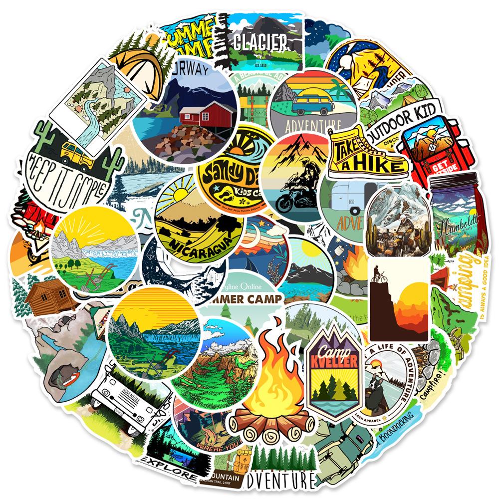 50 Outdoor Scenery Camping 2-50 Suitcase Notebook Water Cup Doodle Decoration Stickers