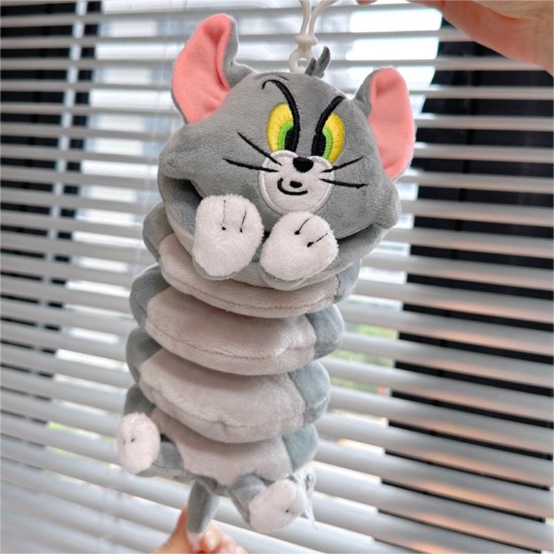 Плюшевая игрушка Hugkis Том Кот, фигурка с вибрирующей пружиной, милый мультяшный кулон-кукла для подвешивания, высота 13 см, авторизованное издание