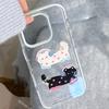 Blue Splash Ink Cartoon Cat for IPhone15 for Apple 16promax Mobile Phone Case for 14 Anti-fall 13 Three-dimensional