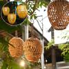 Solar Bamboo Weaving Lantern 600 mAh Waterproof Chinese Lantern Lights Warm Light LED Garden Decorative Light