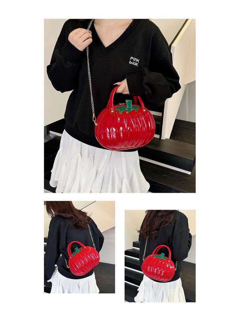 2024 Autumn Women's Pumpkin-Shaped Handbag - Fashionable & Fresh PU Crossbody Bag