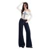 Low waist deconstruction design sense slightly pull jeans women's autumn and winter new thin high-end women's mopping pants autumn