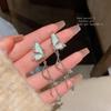 [Dream Butterfly] Blue Glaze Long Tassel Earrings - S925 Silver Needle, Elegant Fairy Design