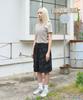 CREAM SODA LAB Pigment Ribbed Slim Crop Short Sleeve T-Shirt Khaki