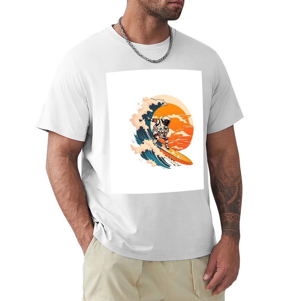 Outer space surfing astronaut astronaut surfing cosmic waves TShirt anime affliction shirts sports fans mens graphic tshirts