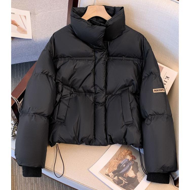 Women's Short Cotton Coat with Bread Pattern, Thickened Winter Jacket, Simple and Stylish Outerwear