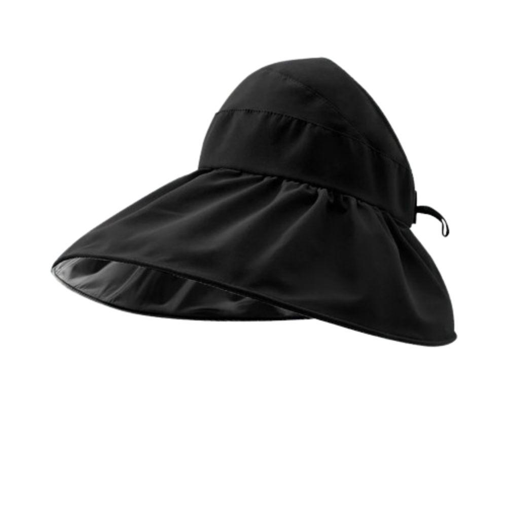 Sunscreen Black Vinyl Sunshade Hat UV Protection Empty Top Hats Retro Sun Protection Cap Travel