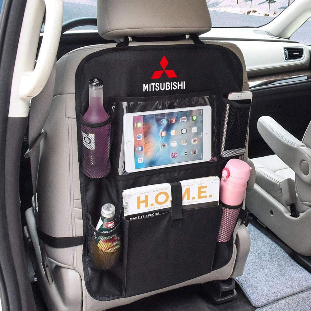 Universal Car Backseat Organizer Seat Back Storage Bag Kids Protector Cover For Mitsubishi Lancer 10 Outlander 3 Asx L200 Pajero