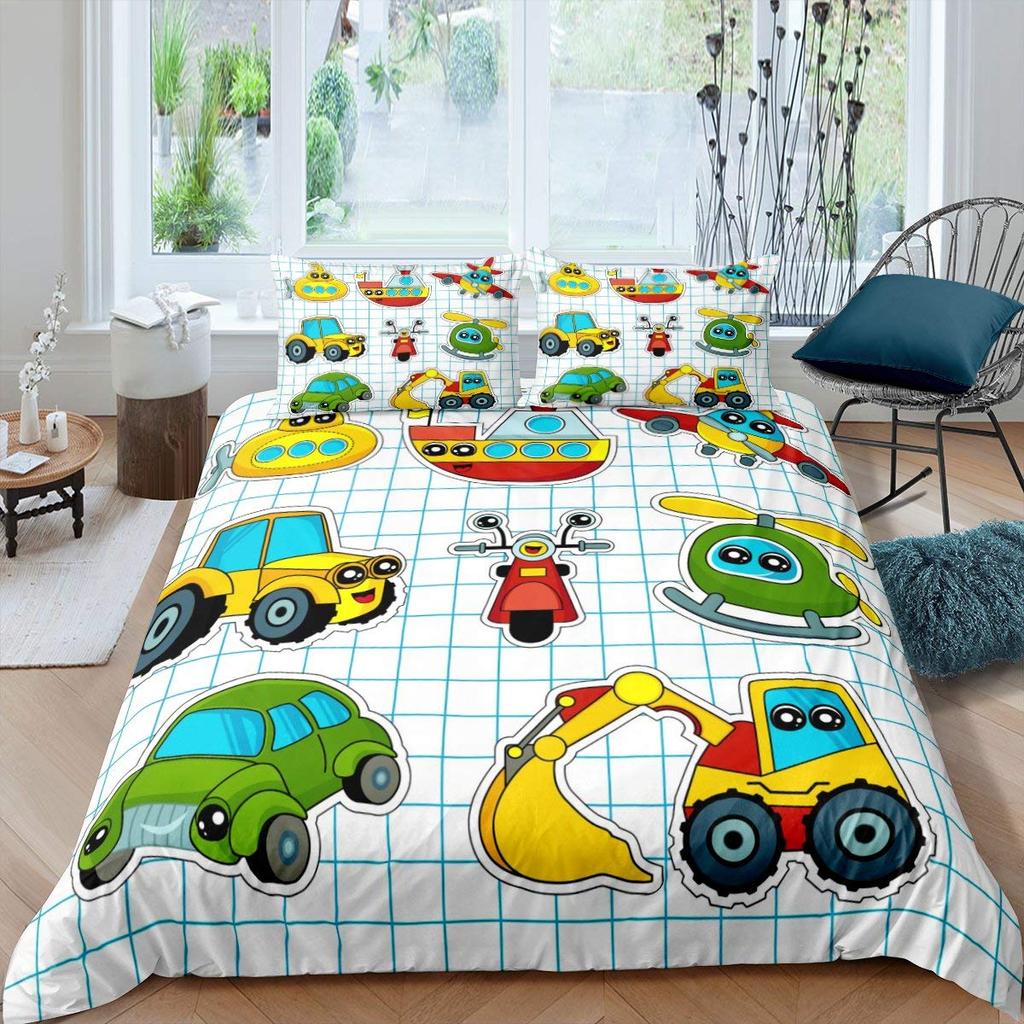 Пододеяльник с изображением мультяшного самолета для мальчиков и детей, радуга, облака, звездное небо, комплект постельного белья для малышей, самолеты, милый белый полиэстер, пододеяльник