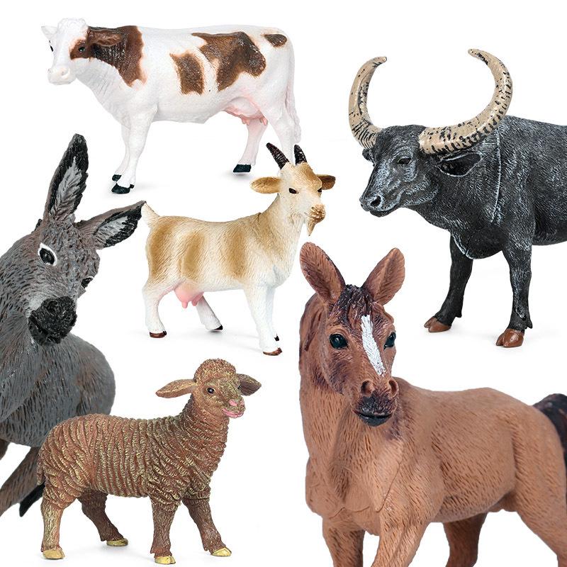 Kids' Wild Animal Figures: Lion, Tiger, Cow, Goat, Rhino, Horse, Leopard, Elephant - Plastic Educational Toys