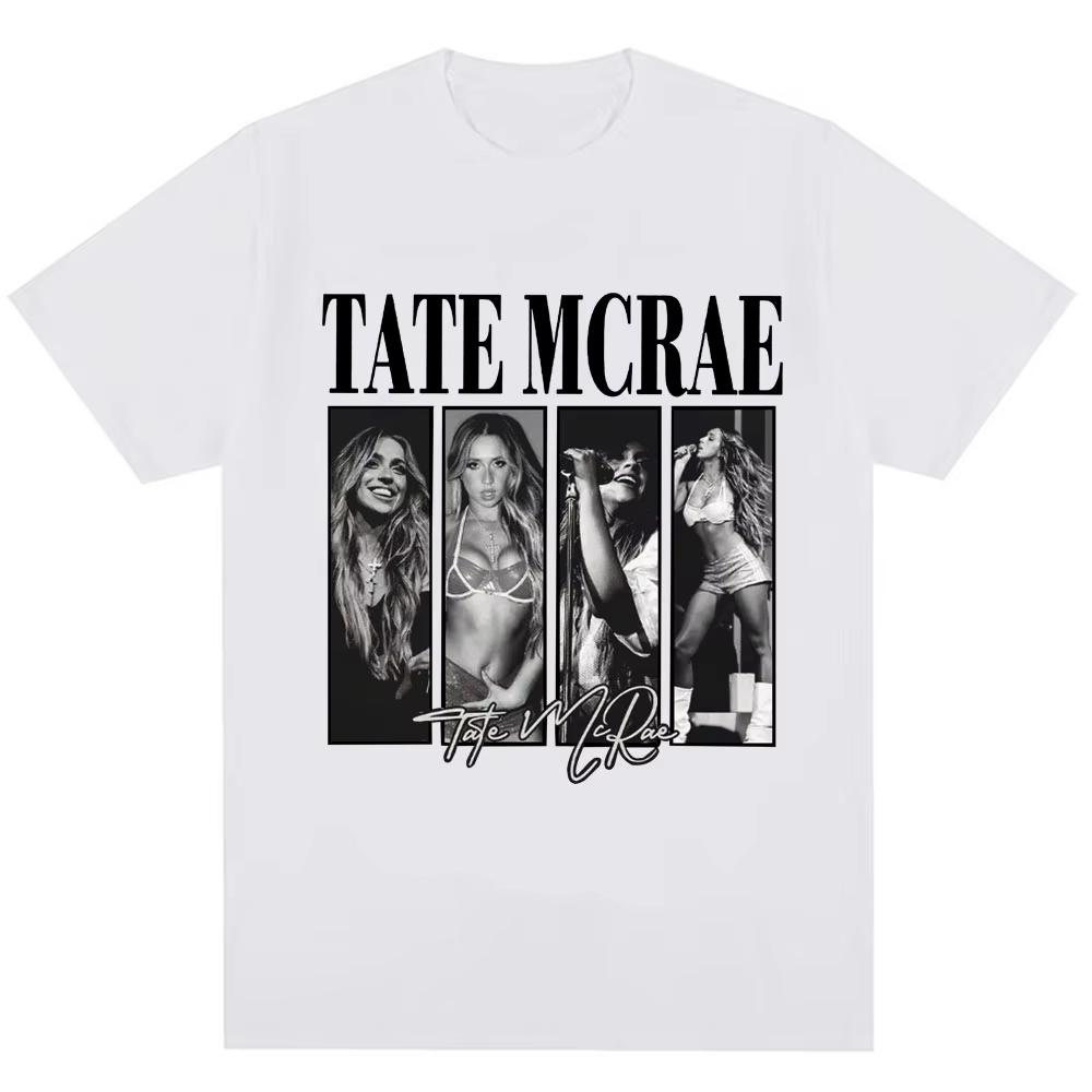 Singer Tate McRae Printing Cotton T Shirts SO CLOSE TO WHAT Album T-shirt Loose Casual Vintage Tops Sports Streetwear Unisex