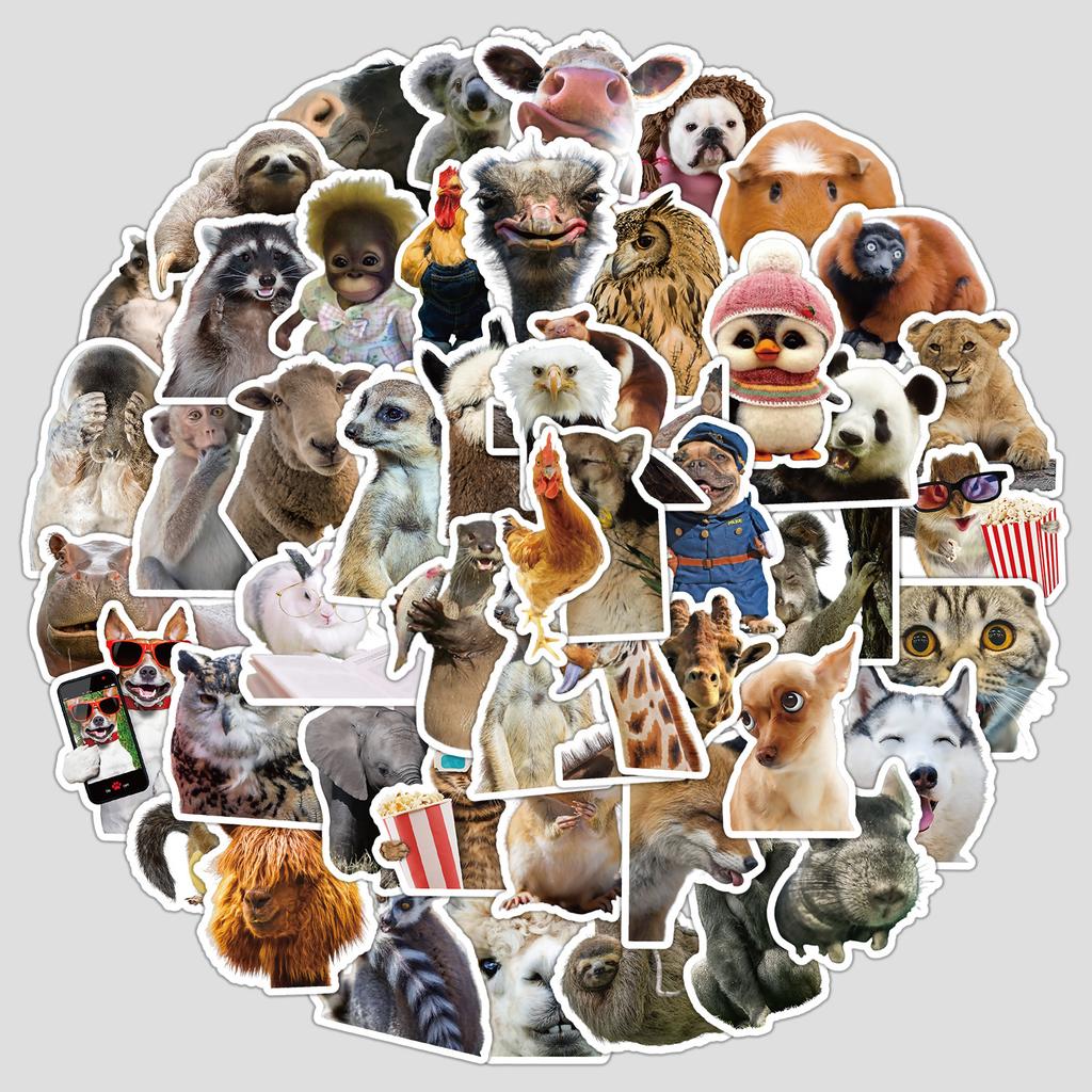 50 Милых Выражений Животных Граффити Наклеек Водонепроницаемые Декоративные Наклейки На Кружку, Чемодан, Наклейки с Мультяшными Животными