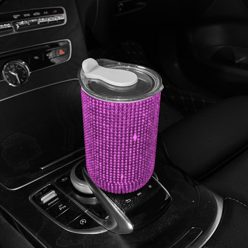 Автомобильная хрустальная кружка для напитков из нержавеющей стали с крышкой, соломенная бутылка для воды с блестками и бриллиантами, автомобильная кофейная кружка