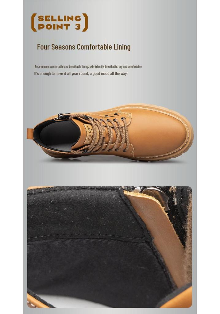 Мужские водонепроницаемые высокие ботинки Martens - Кожаные на молнии, для работы на открытом воздухе, на осень/зиму