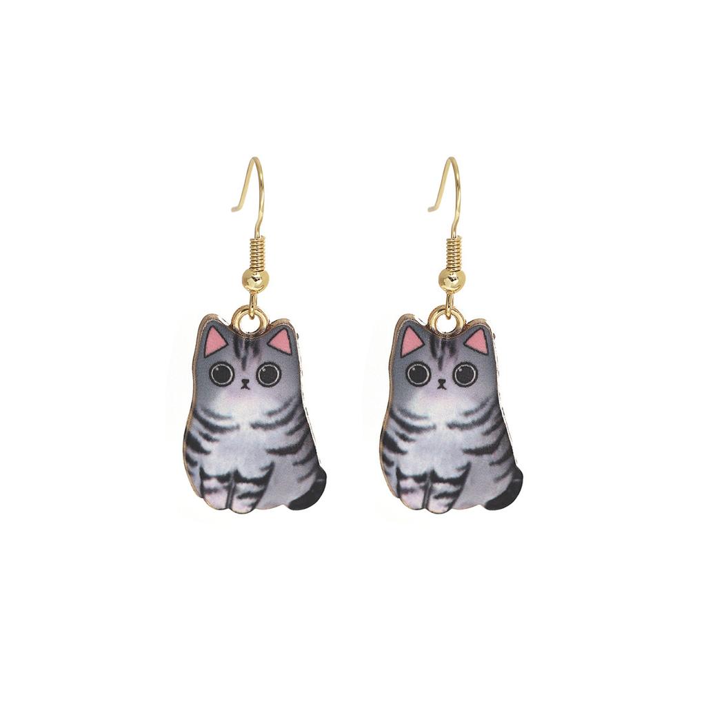 Fun Cartoon Cute Kitten Earrings, Creative Simple Earrings Animal Earrings