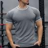 Men's Elastic Muscle T-Shirt Round Neck Short Sleeve Fitness Top Slim Fit Casual Running Tee for Sports Gym Outdoors