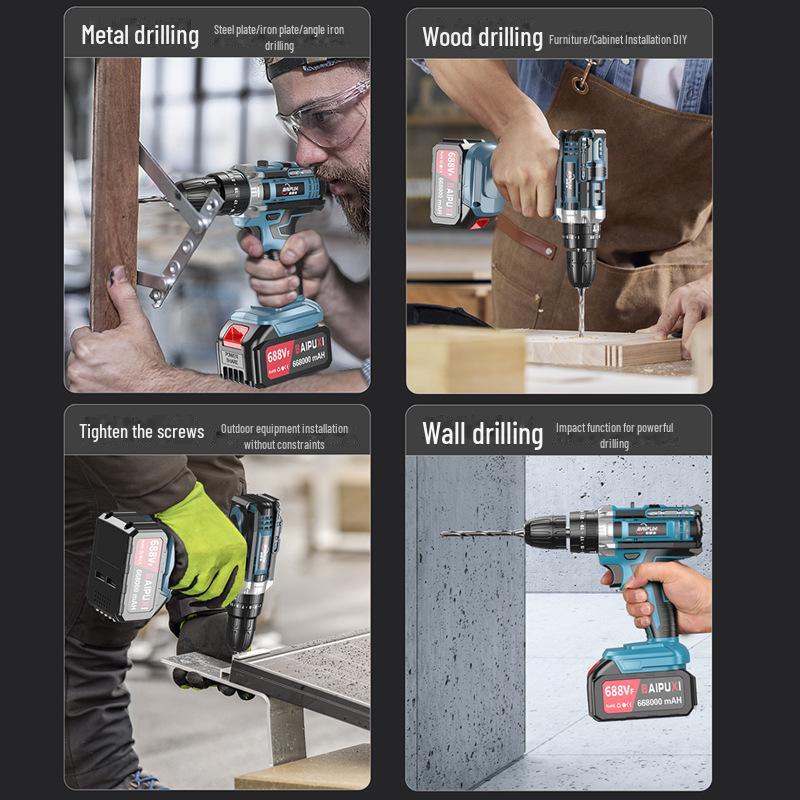 Многофункциональный аккумуляторный набор из дрели и отвертки Bopushi