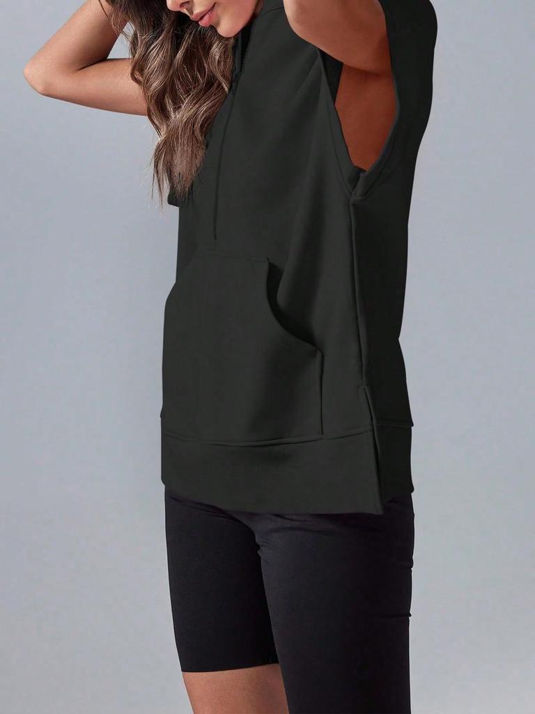 Women's Oversized Half Zip Hoodie Short Sleeve Pullover Sweatshirt Top with Pockets