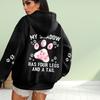 Womens Fashion Black Dog Paw Print Print Loose Hoodie Tops Blouse Sweatshirt Casual Long Sleeve Pullover Tops