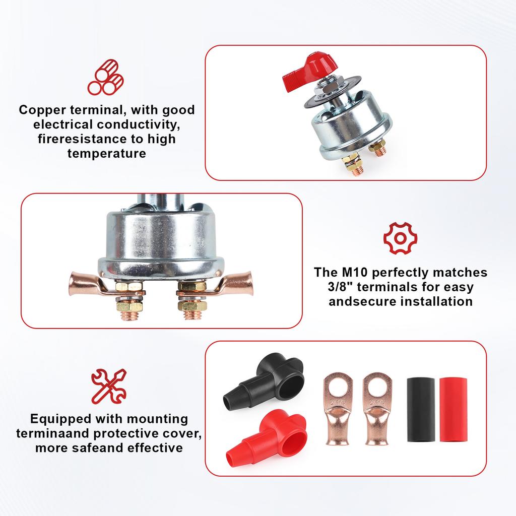 Текущий главный выключатель-размыкатель аккумулятора 300А Master Battery Disconnect Switch, изолятор отключения питания аккумулятора Kill Switch для автомобиля, транспортного средства, автодома