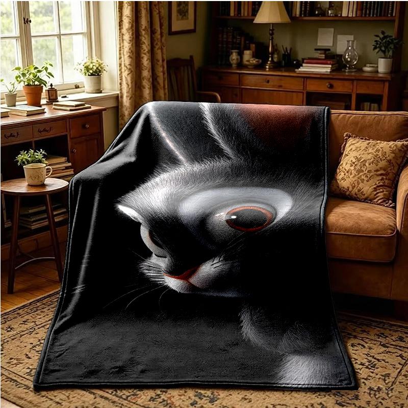 Elegant Bunny Portrait Throws Blanket Flannel Blankets Plush for Couch Bed Gifts for Men Women Travel picnic blanket Christmas fan gifts