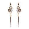 [Q1013] - Designer Earrings 'Lilipoupettes' Golden Beige - 12x3 Cm