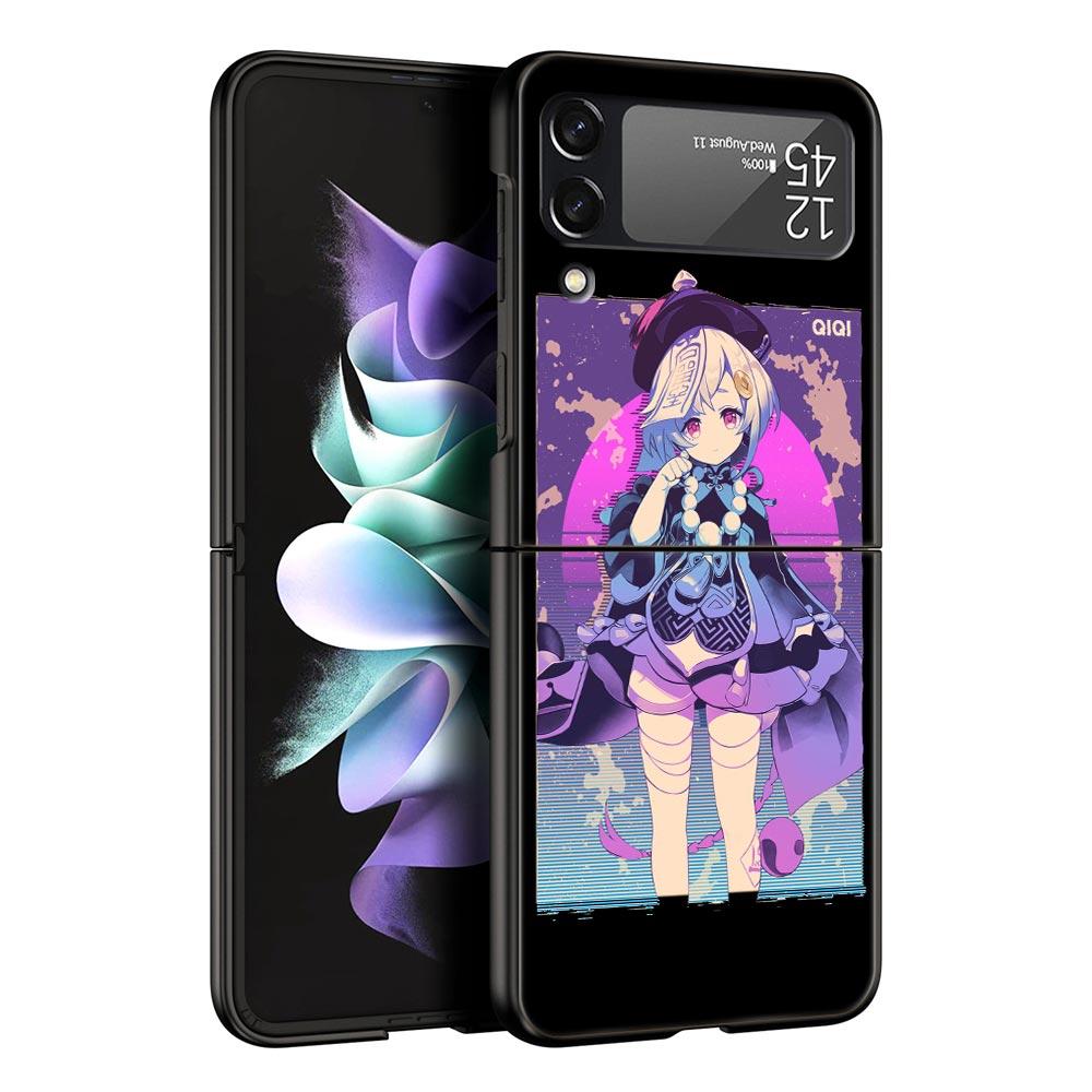 Чехол для телефона Genshin Impact для Samsung Galaxy Z Flip 3 4 5 Черный Складной Мобильный Чехол Жесткий ПК Fundas Coque Защитная Крышка