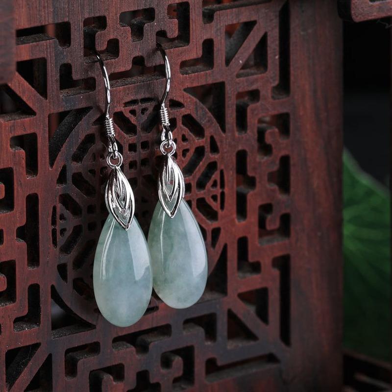 Танциз стерлингового серебра 925 пробы нефритовый циркон серьги серьги-капли для женщин подарки на свадьбу