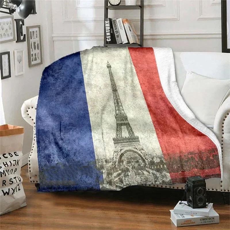 Eiffel Tower Retro Style Flannel Plush Throw Blanket Creative Soft Warm Lightweight Home Sofa Bed Decor Office Travel Gifts