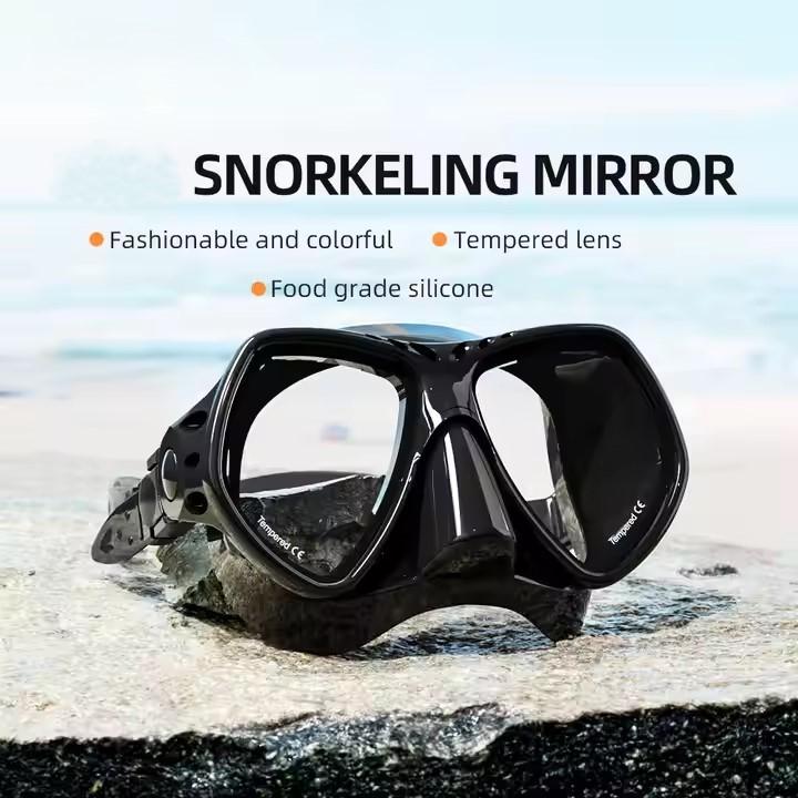 Fashionable and Colorful Snorkeling Mirror Mask Food Grade Silicone Diving Mask Tempered DoubleLens Diving Goggles for Adults