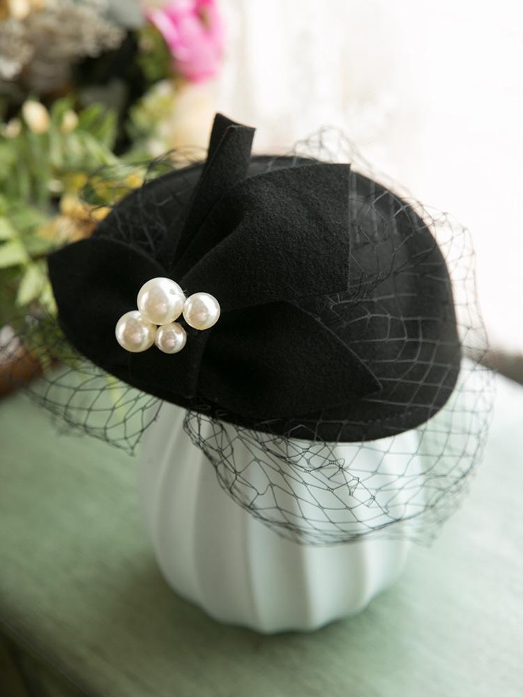 Pure Wool Felt Fascinator Wedding Hat Pillbox Hat for Women Cocktail Party Vintage Lady Winter Solid Beret Hat Hostesses Cap