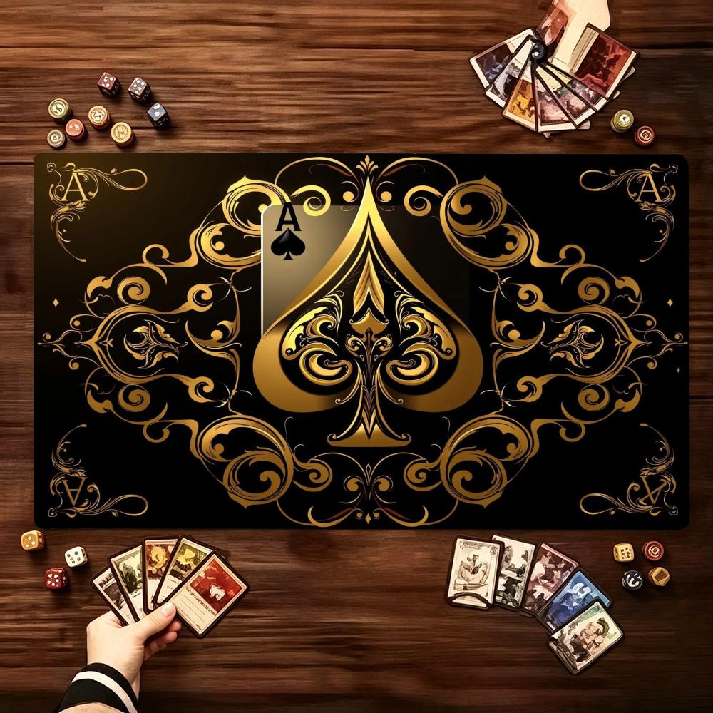 Vintage Spade Card Game Pattern Extended Mouse Pad Non Slip Rubber Desktop Mat For Home Office Tabletop Card Game Setup