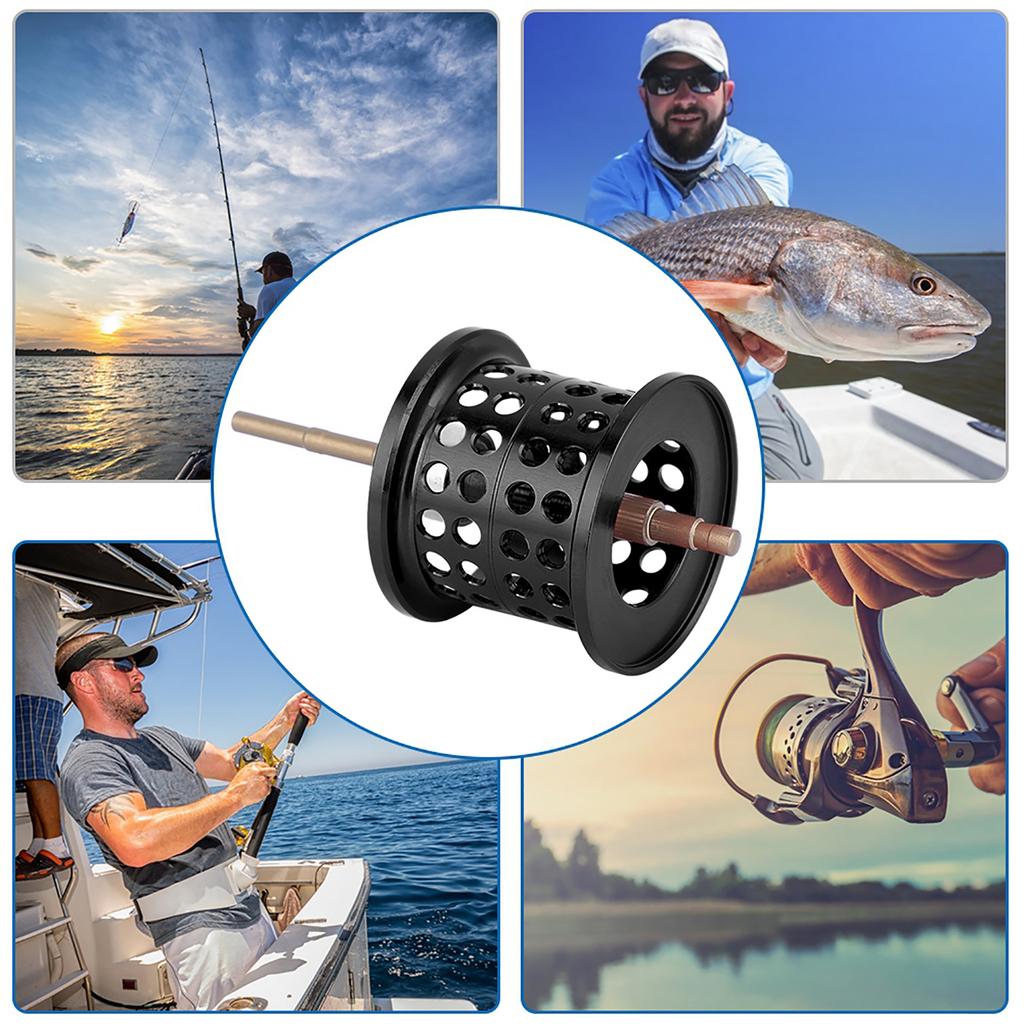 Алюминиевая рыболовная катушка с круглым подшипником, шпуля для кастинговых катушек PMAX3 BMAX3 SMAX3 (черный)