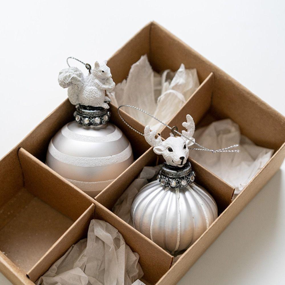 Счастливого Рождества Стеклянная подвеска в виде рождественской елки Серебристая снежинка Подвесное украшение Сияющий лось Рождественская подвеска Новый год