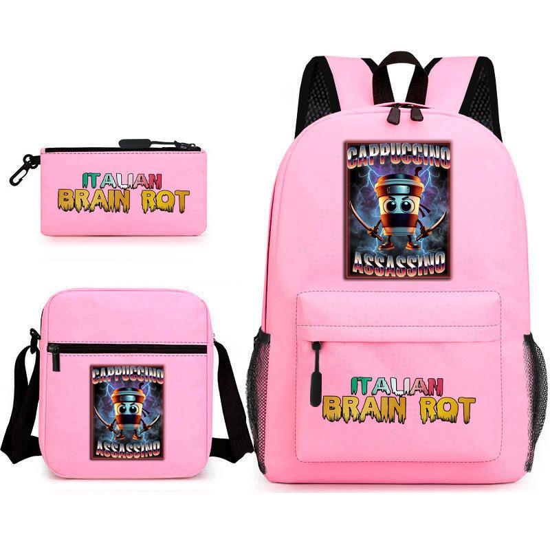 School Bag Tongtongsahur Cartoon Abstract Shanhaijing Primary School Students and Teenagers Backpack Three-piece Set L